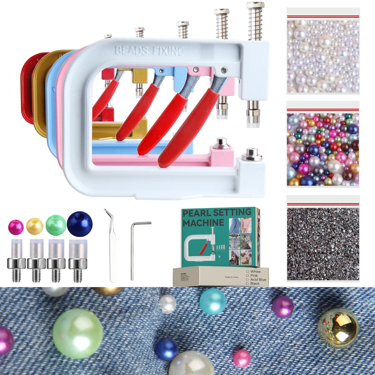 Manual Beading Machine No-Hole Bead Claw Nail Set DIY Clothing, Bags, Shoes, and Hat Tools